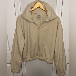 Urban Outfitters‎ fuzzy, cream, quarter zip, super soft jacket- sz Large